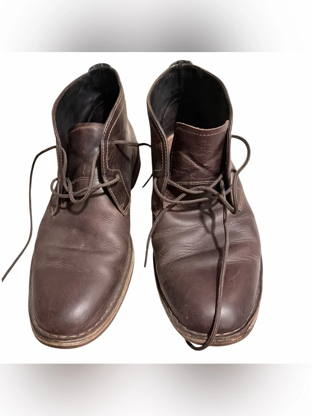 Men's Dark Brown Leather Chukka Boots - Classic Lace-Up